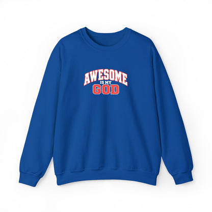 Awesome Is My God Crewneck Sweatshirt — Christian Faith Graphic Sweatshirt