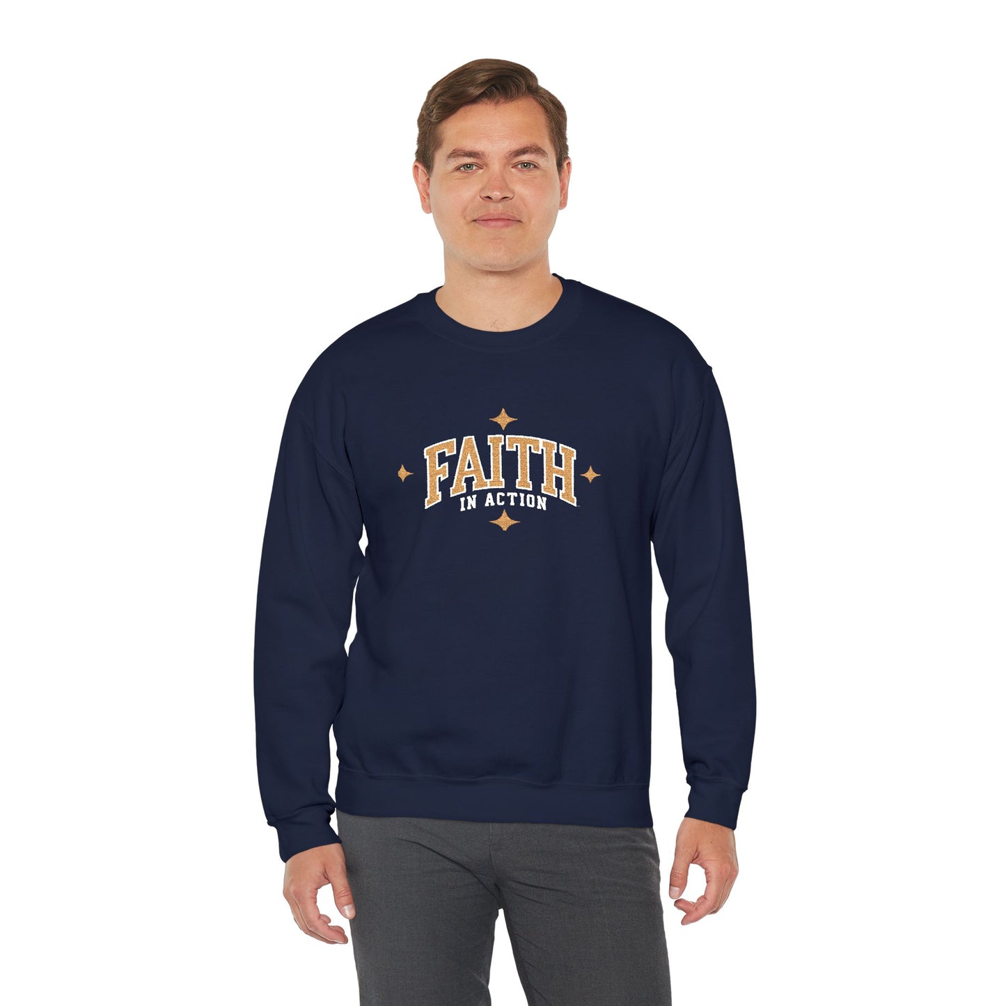 Faith in Action Embroidered  Christian Inspirational Sweatshirt