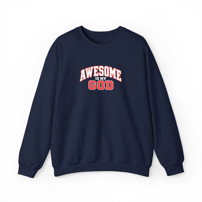 Awesome Is My God Crewneck Sweatshirt — Christian Faith Graphic Sweatshirt