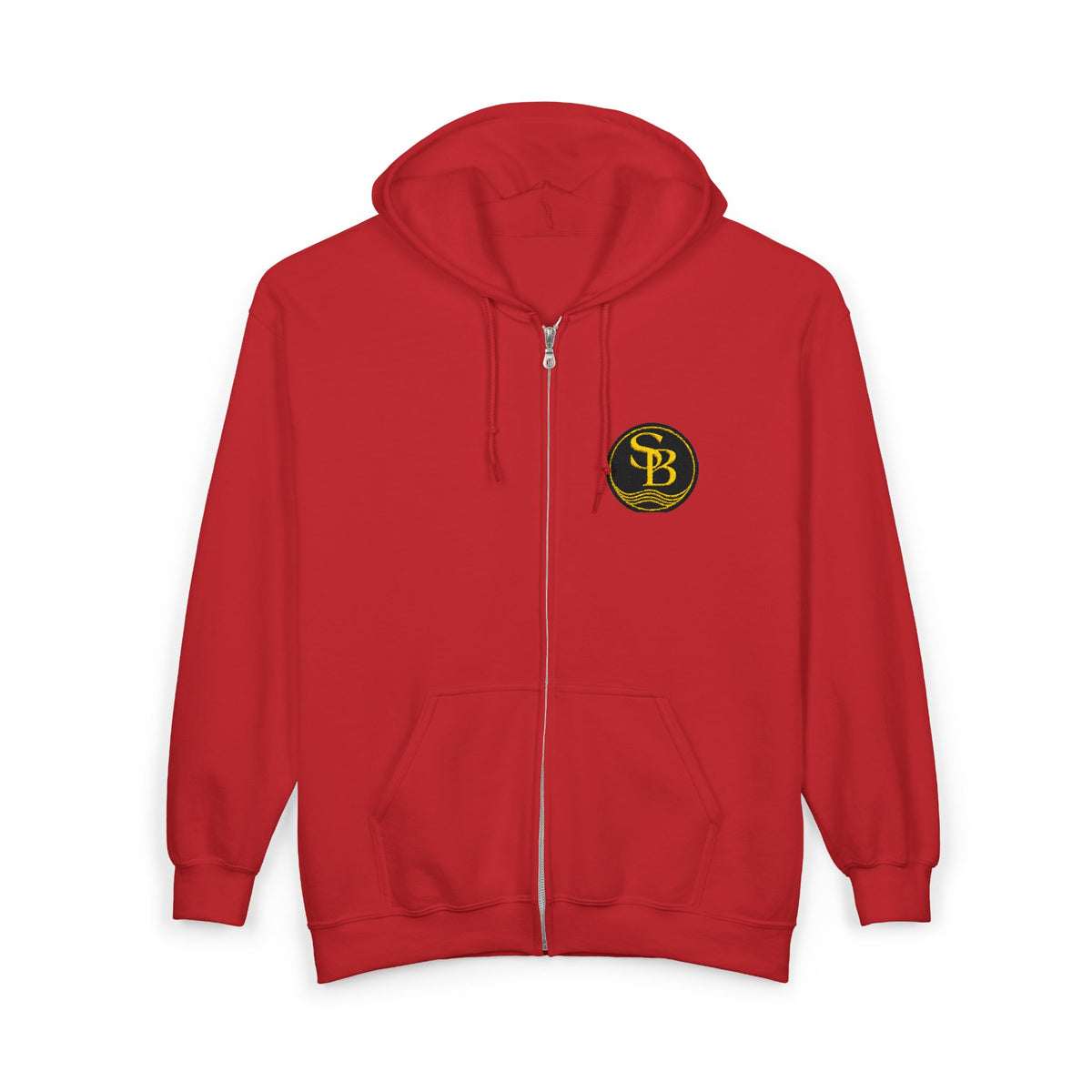 Zip Hoodie with Gold Monogram Logo - SB Emblem Chest Print