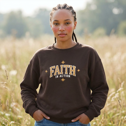 Faith in Action Embroidered  Christian Inspirational Sweatshirt