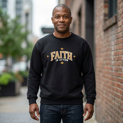 Faith in Action Embroidered  Christian Inspirational Sweatshirt