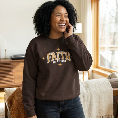 Faith in Action Embroidered  Christian Inspirational Sweatshirt
