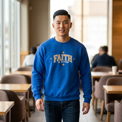 Faith in Action Embroidered  Christian Inspirational Sweatshirt