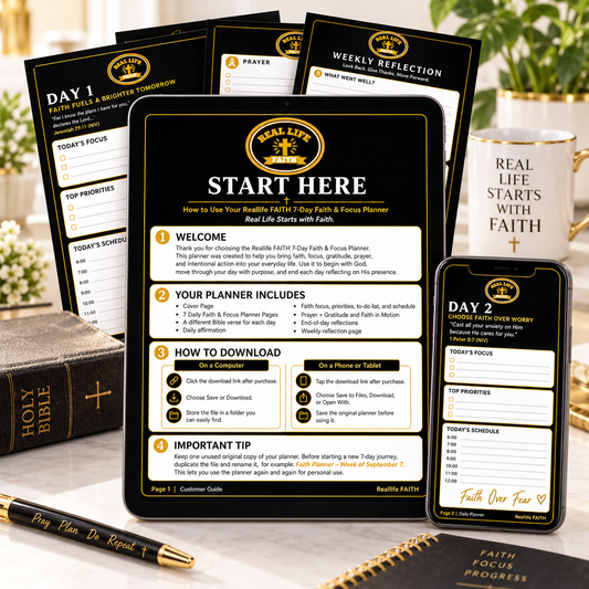 Reallife FAITH 7-Day Faith & Focus Digital Planner | Christian Weekly Planner