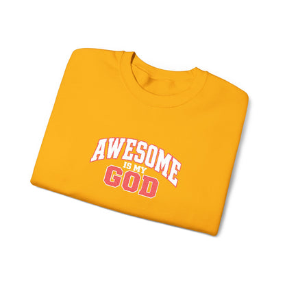 Awesome Is My God Crewneck Sweatshirt — Christian Faith Graphic Sweatshirt