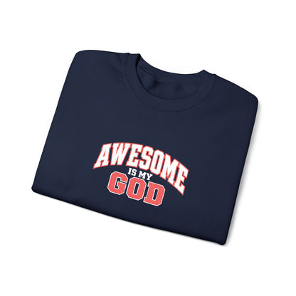 Awesome Is My God Crewneck Sweatshirt — Christian Faith Graphic Sweatshirt