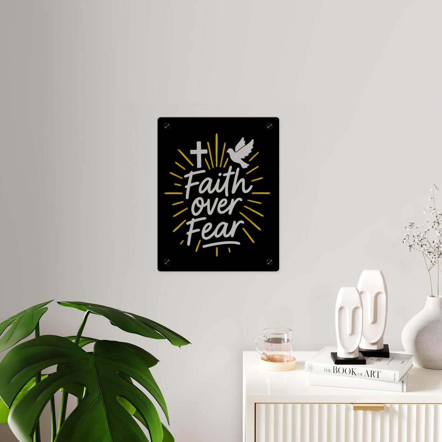 Faith Over Fear Acrylic Wall Art Panel - Inspirational Decor