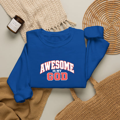 Awesome Is My God Crewneck Sweatshirt — Christian Faith Graphic Sweatshirt