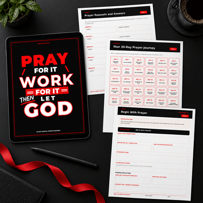 Pray for It. Work for It. Let God | 30-Day Digital Prayer Journal | Fillable & Printable