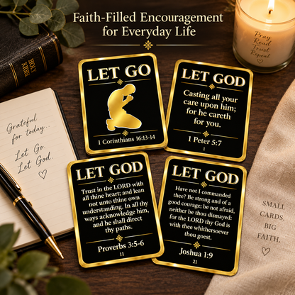 LET GO / LET GOD Scripture Cards - 30 Printable KJV Bible Verse Cards | 3 Faith-Filled Sets | Digital Download