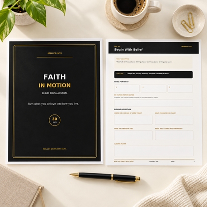 Faith in Motion: 30-Day Digital Faith Journal | Fillable & Printable PDF
